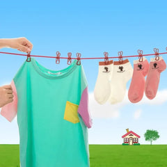Portable Clothesline 185CM with 12pcs Clips for Home Backyard Hotel Balcony Clothes Drying Line, Outdoor Indoor Use