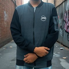 New Winter Collection Charcoal Grey “Smile” Printed Zipper Jacket for Men & Boys – Premium French Fleece, Stylish, Warm & Comfortable Winter Wear (M, L, XL) - Medium