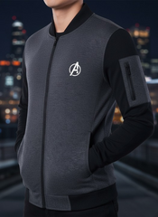New Winter Collection Charcoal Grey Avenger Printed Zipper Jacket for Men & Boys – Premium French Fleece, Stylish, Comfortable & Durable Winter Wear - Medium