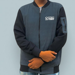 New Winter Collection Charcoal Grey “Be Creative” Printed Zipper Jacket for Men & Boys – French Fleece, Premium Quality, Stylish & Comfortable Winter Wear - Medium