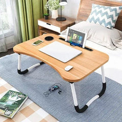 Wooden Laptop Table - Laptop Stand - Floor Table - Laptop table - Drawing Desk - Bed Tray Table Fold-able - Table Notebook Stand Reading Holder - Study Table - Portable Desk