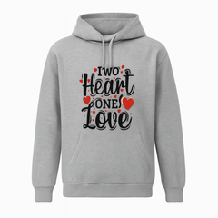 New Winter Collection Full Grey Hoodie TWO HEART ONE LOVE Printed For Girl And Boys
