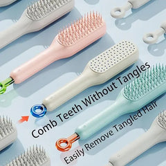 Magic Retractable Comb Self Cleaning Hair Brush Massage Anti-static Hair Smoothing Comb, Suitable for All Hair Types, Unisex (Random Color)
