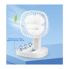 Mini USB Rechargeable Fan Desktop Foldable with Led Light | 3 Speed Adjustable For Household Bedroom For Office Home Cooling (Random colors)