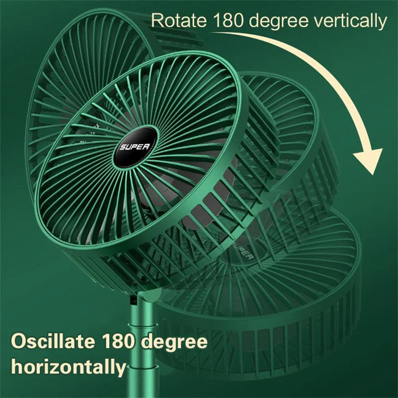 Portable Rechargeable Telescopic Folding Fan | USB Foldable | Table Desk Fan | Telescopic Design Floor | 3 Speeds Rechargeable, Foldable, Adjustable height Fan(random color )
