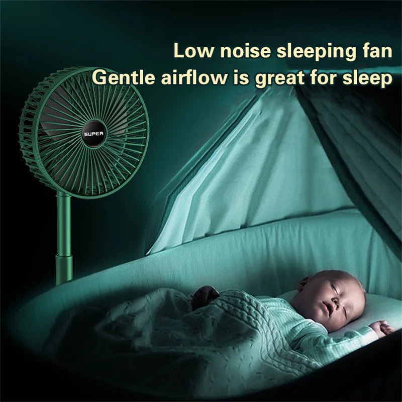 Portable Rechargeable Telescopic Folding Fan | USB Foldable | Table Desk Fan | Telescopic Design Floor | 3 Speeds Rechargeable, Foldable, Adjustable height Fan(random color )
