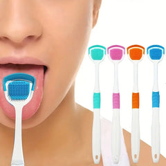 Tongue Cleaner Brush with Soft Silicone Bristles â€“ Oral Hygiene Tool for Fresh Breath &amp; Bacteria Removal -  Tongue Cleaner - Tongue Scraper - Bad Breath Remover - Random Color