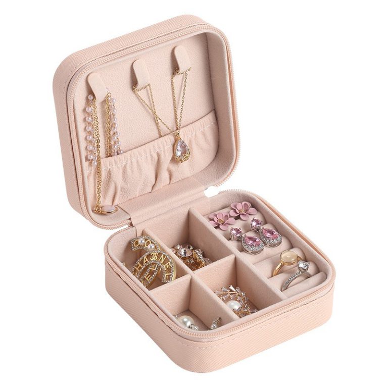 Travel Leather Pocket Jewellery Organizer  with Box (Mix/Random color)