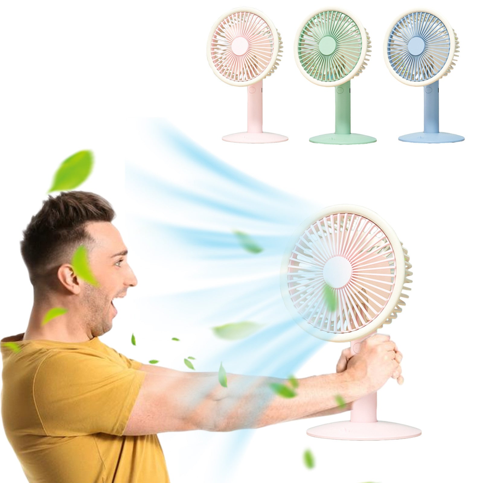 Portable Automatic Wireless USB Fan | Fan with 5 Speed Super Strong Wind for Home office Bedroom Kitchen Outdoor Camping | Best Quality Table Fan | Desktop Small Fan (Random Color)