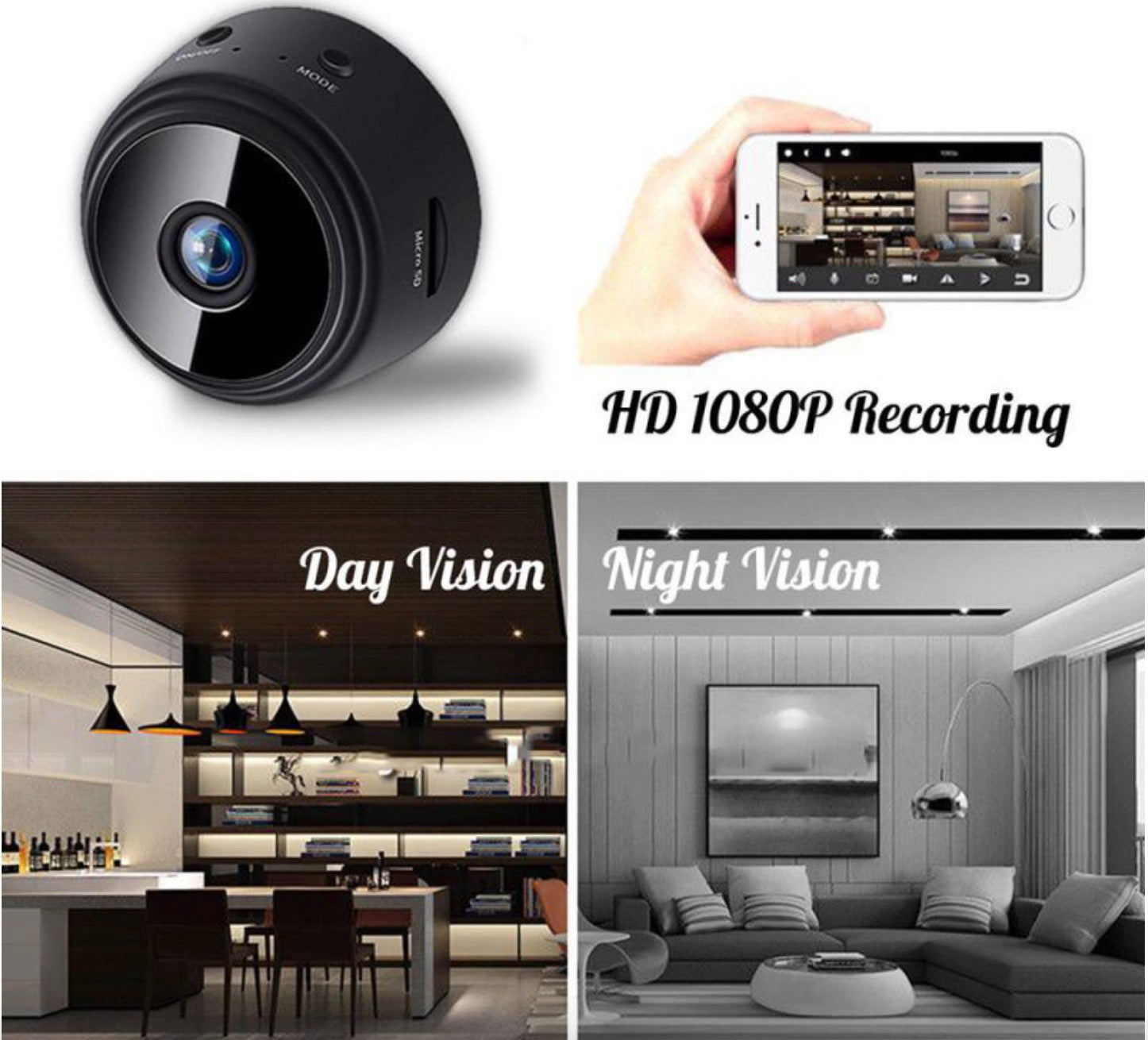 A9 Mini WiFi Security Camera – 1080P HD, Night Vision & Motion Detection |  Premium Tested Quality (Imported)
