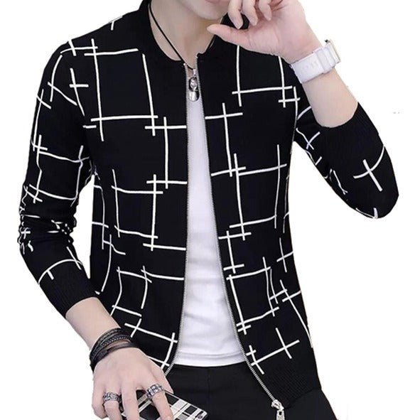 Long life Genuine full sleeves T shirt For Boys | Stay Stylish with a Black Lining Printed Zipper Jacket