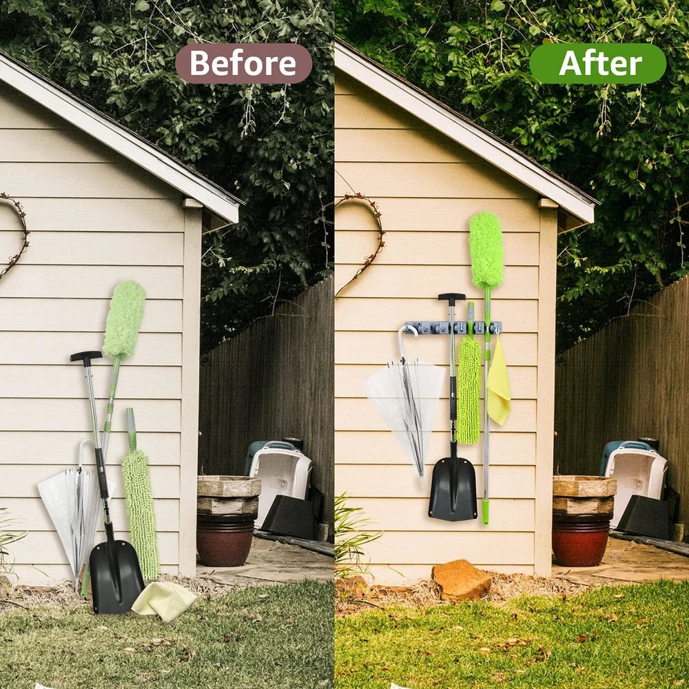 Mop And Broom Holder Wall Mount | Organizer For Home Garden Garage And Storage (Random color)