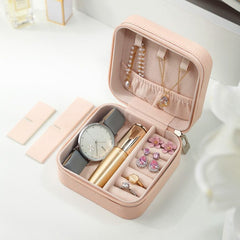Travel Leather Pocket Jewellery Organizer  with Box (Mix/Random color)