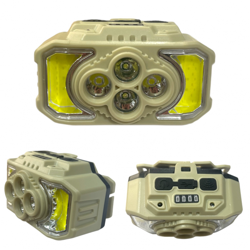 USB Rechargeable LED Miner's Headband Flashlight Lighted with Sensor Camping Work Light HX-815S / G75-040B5