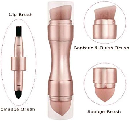 Max Factor x 4 in 1 makeup brush  Set Portable Mini Travel Makeup Brushes Makeup Brush Mini 4 in 1 Kit for Travel Cosmetic Applicator Foundation Sponges Brushes Concealer Professional Make Up Tools (random color)