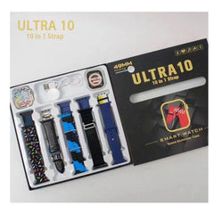 Ultra Smart Watch | 10 in 1 Straps  | Super HD Display | BT Calling | Wireless Charging ( Multi Color Straps)