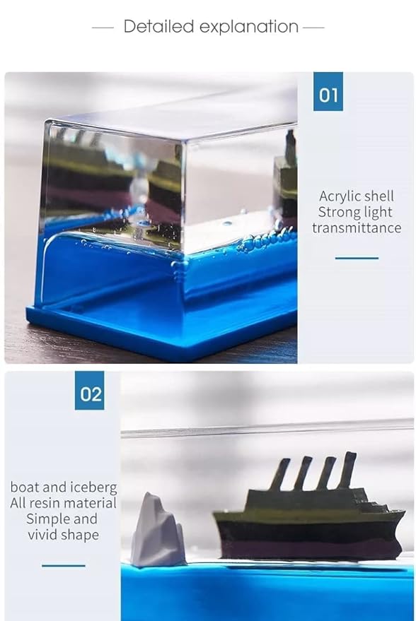 Car Dashboard Cruise Ship Fluid Drift Bottle Boat Floating | Moving Titanic Liquid Wave Cruise Ship,Nautical Car Dashboard|Living Room|Office|Satisfying|Mind Calming|Smooth Movement|