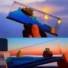 Car Dashboard Cruise Ship Fluid Drift Bottle Boat Floating | Moving Titanic Liquid Wave Cruise Ship,Nautical Car Dashboard|Living Room|Office|Satisfying|Mind Calming|Smooth Movement|