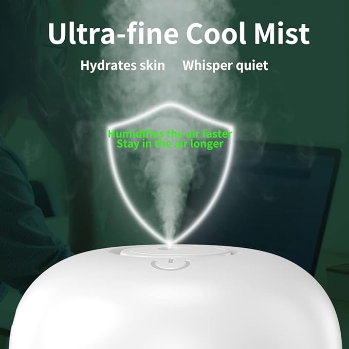 Cool Mist Humidifiers for Bedroom with Cute Water Drops &amp; Light Effects, Small Room Air Diffuser for Baby, Home, Office