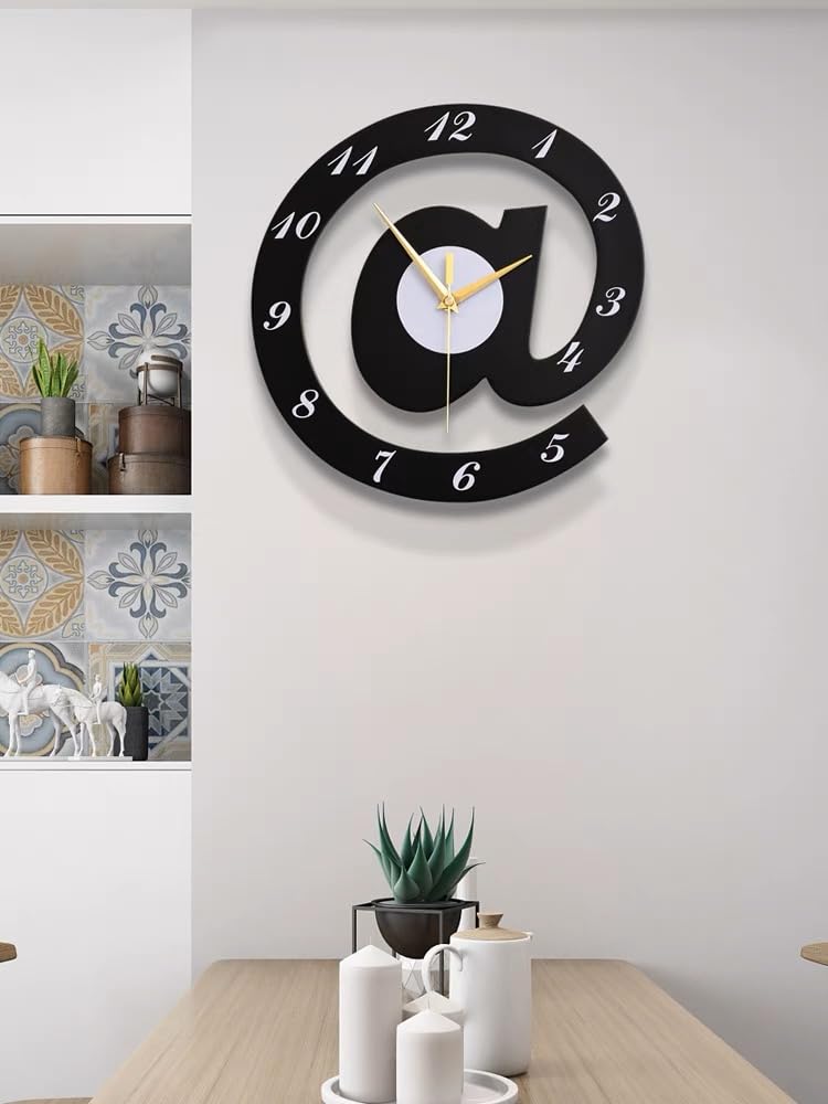 The Sign (@)3D Wooden wall clock for Living Room, Bed Room Home Decor Art &amp; Hanging Decorative Showpiece Items