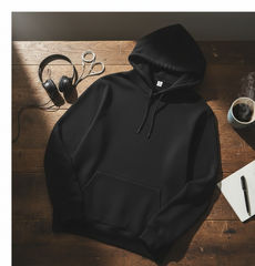 Black Polyester Hoodie – Warm, Soft & Stylish | Unisex Casual Wear for Winter & Everyday Comfort