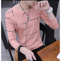 Fancy Cotton Jersey Full Sleeves T Shirt For Men | Best Quality Full Sleeves T Shirt For Men | T Shirt For Boys - Pink T-Shirt with Black PrintÂ 