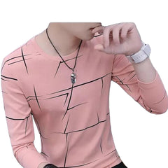 Fancy Cotton Jersey Full Sleeves T Shirt For Men | Best Quality Full Sleeves T Shirt For Men | T Shirt For Boys - Pink T-Shirt with Black PrintÂ 