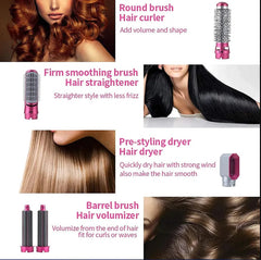5 in 1 Electric Hair Dryer Brush | Blow Dryer Hair Comb Curling Wand Detachable Brush Kit Negative Ion Straightener Hair Curler