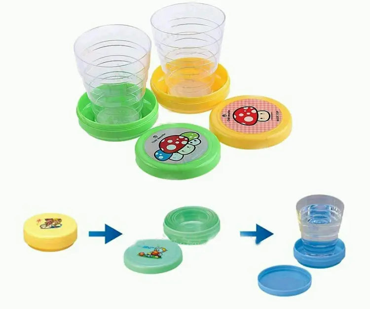 Pack of 2  Magic Glass for Kids, Folding Collapsible Magic Cup, Foldable Mug Glass for Travel, Outdoors, Hiking (Random Color)