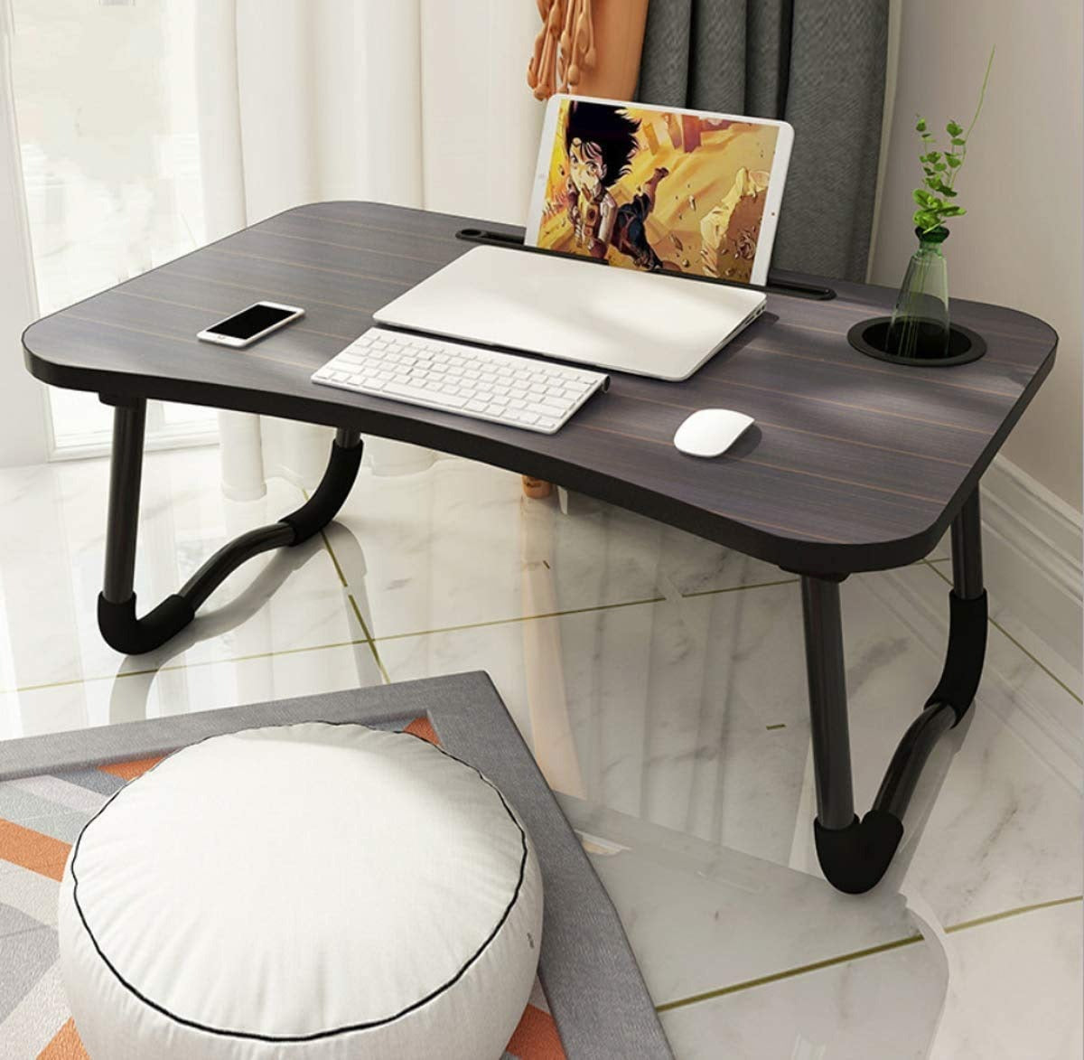 Haverit Wooden Laptop Table - Laptop Stand - Floor Table - Laptop table - Drawing Desk - Bed Tray Table Fold-able - Table Notebook Stand Reading Holder - Study Table - Portable Desk