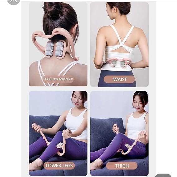Manual Neck Massager For Cervical pain, deep Tissue | Handheld Massager Tool for Legs Waist Neck and Shoulder (Random color)