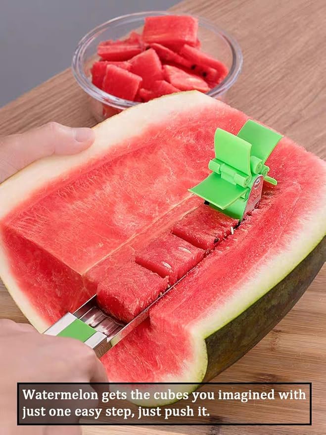Windmill Watermelon Cube Cutter | Watermelon Slicer Cutter, Stainless Steel Watermelon Cutter Wheel Fruit Knife Melon Knife Corer Kitchen Gadgets, Practical Tool for Fruit Vegetable Salad