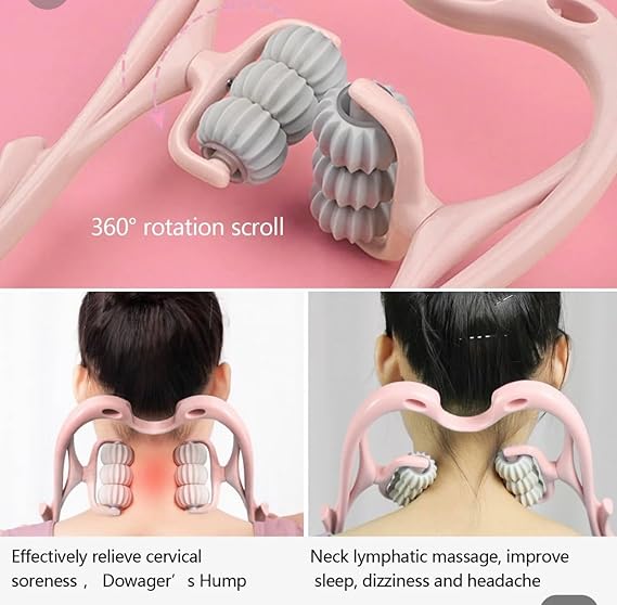 Manual Neck Massager For Cervical pain, deep Tissue | Handheld Massager Tool for Legs Waist Neck and Shoulder (Random color)