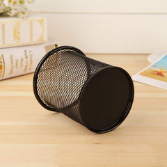 Metal Mesh Pen Stand &amp; Stationery Holder â€“ Round Black Desk Organizer for Pens, Pencils, Markers, and Office Supplies