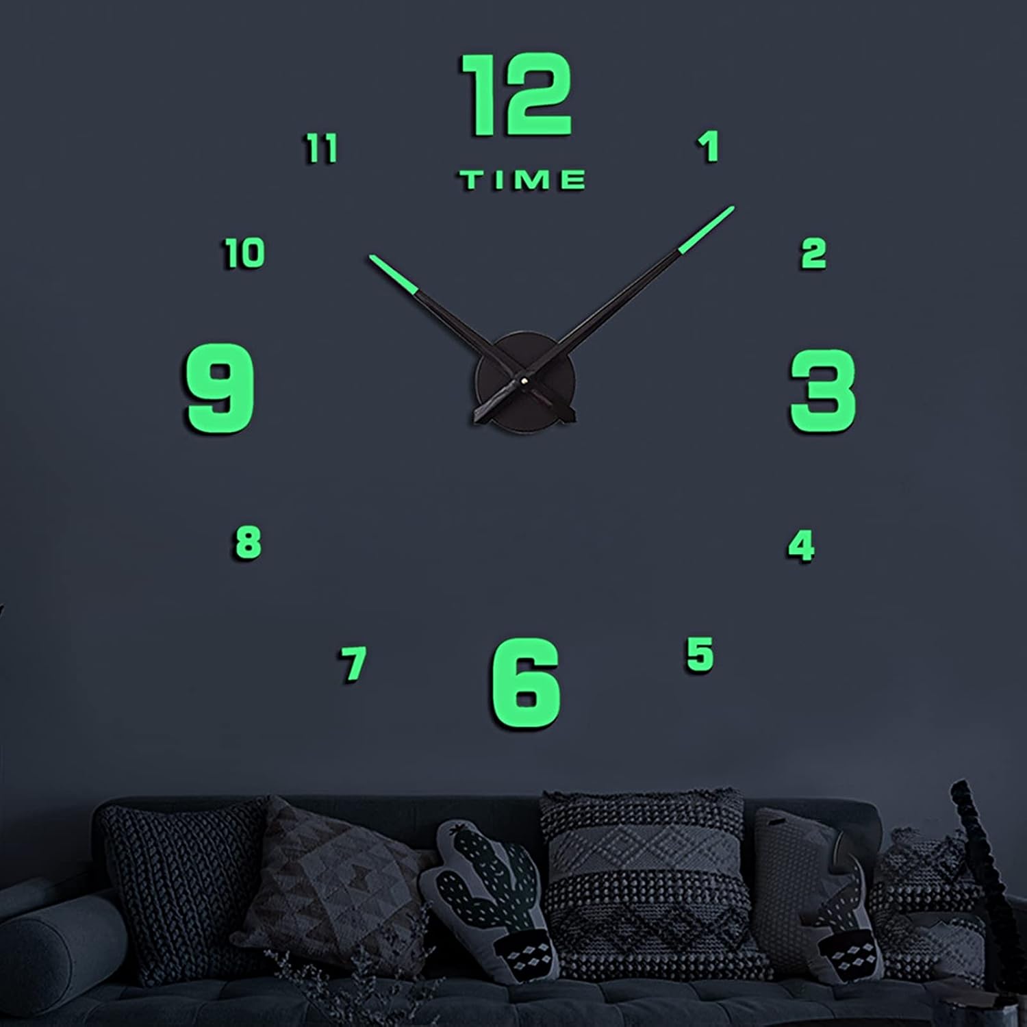 Wooden Numbers Wall Clocks Round Dial only Glow in The Dark Clock Wall for Living Decor Modern Decorative