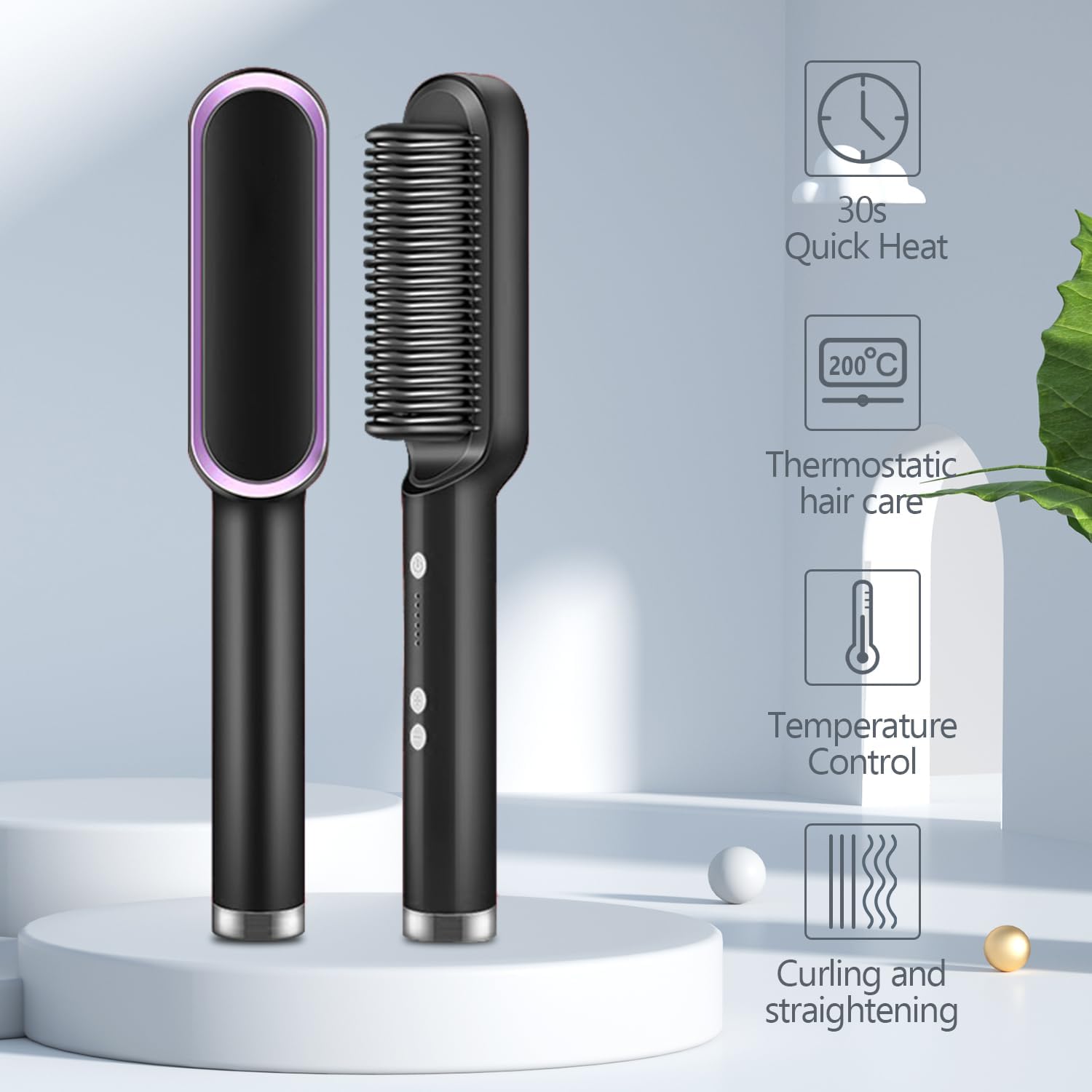 Multifunctional Hair Straightener Brush Heated Brushes Ceramic Anti-Scald Hair Straightening Hot Comb Hair Care Fast Heating