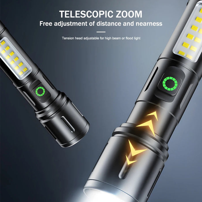 X-Balong BL-603-TG Rechargeable LED Flashlights Portable Rechargeable Powerful LED Flashlight, Aluminum Alloy Zoom Flashlight