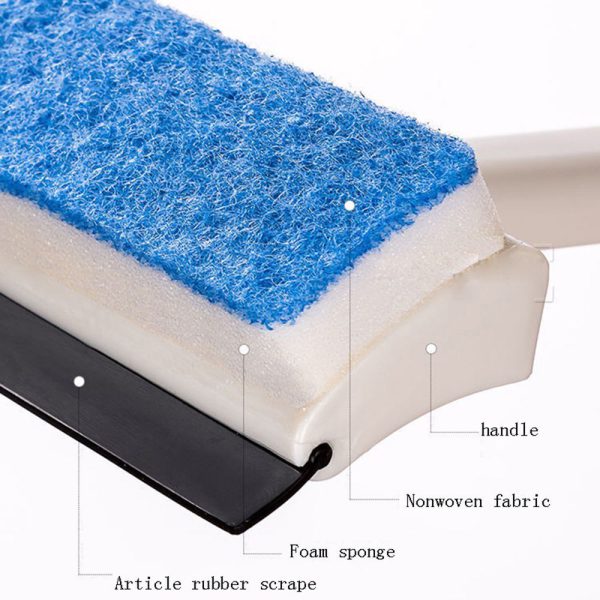 Pack of 2 - Sponge with Wiper for Window Glass, Wall and Tiles Cleaning | Multi-function Cleaner Brush