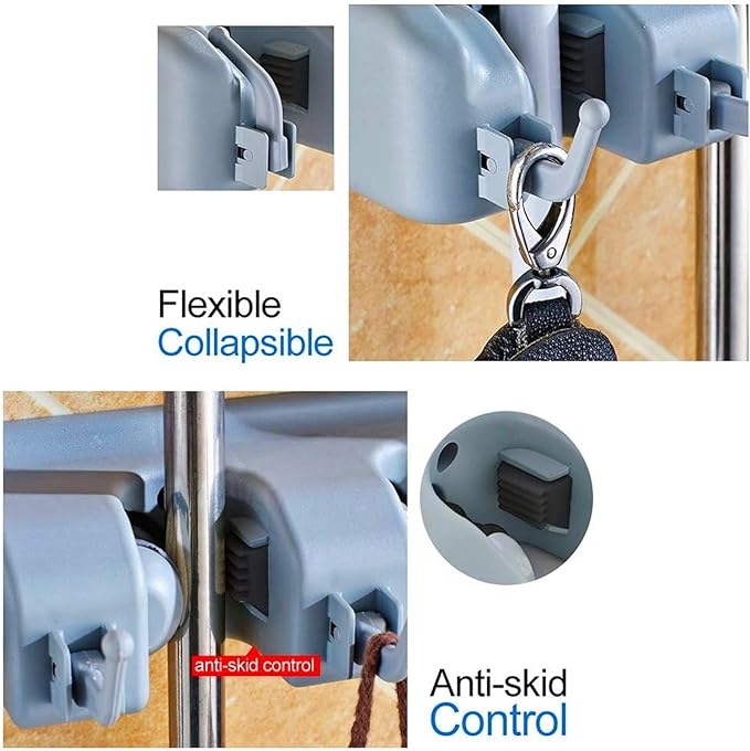 Mop And Broom Holder Wall Mount | Organizer For Home Garden Garage And Storage (Random color)
