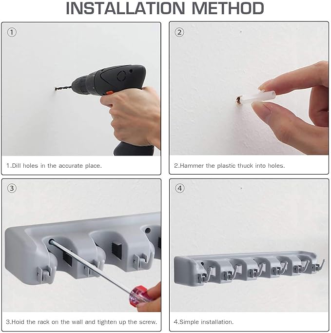 Mop And Broom Holder Wall Mount | Organizer For Home Garden Garage And Storage (Random color)