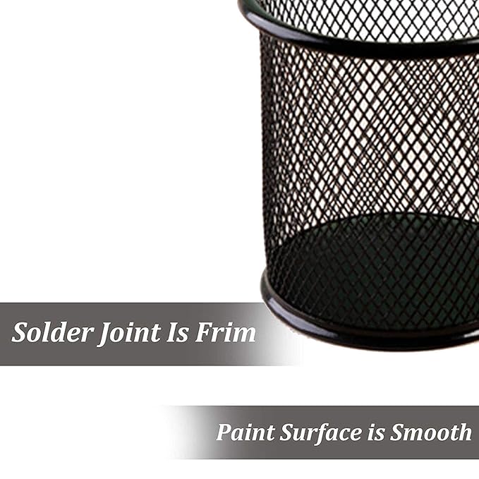 Metal Mesh Pen Stand &amp; Stationery Holder â€“ Round Black Desk Organizer for Pens, Pencils, Markers, and Office Supplies