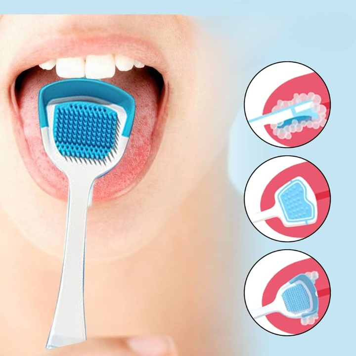 Tongue Cleaner Brush with Soft Silicone Bristles â€“ Oral Hygiene Tool for Fresh Breath &amp; Bacteria Removal -  Tongue Cleaner - Tongue Scraper - Bad Breath Remover - Random Color