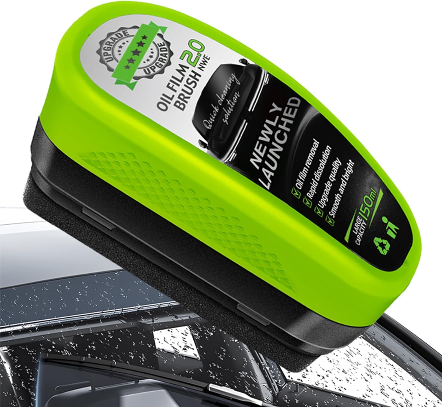 1Pc Oil Film Brush 2.0, Clear Vision Glass Cleaner, Clearview Shield Clear Vision Windshield Cleaner, Oil Film Cleaning Brush for Car Windows