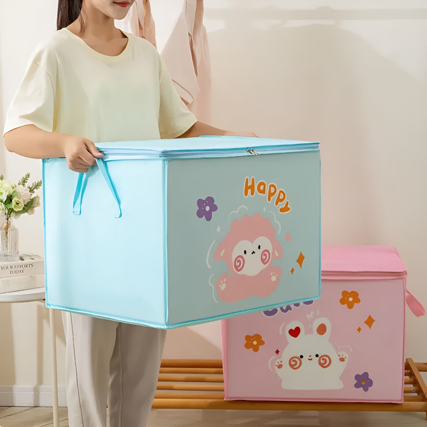 Lucky Teddy Bear Storage Bag - Clothes &amp; Toy Organizer | Cartoon Animal Storage Box (Random Design &amp; color)