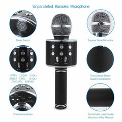 WS-858 Wireless Bluetooth Handheld Karaoke Portable Microphone with Built-in Rechargeable Speaker (random color)