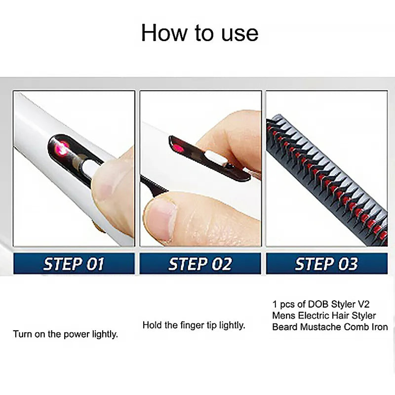 Rechargeable Hair Curler Beard Shawl Comb Multi functional Hair Straightener Comb Brush - Imported