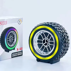 X-502 RGB Wheel-Shaped Wireless Speaker with Subwoofer Portable USB/BT Card Playback for Parties Computer Use