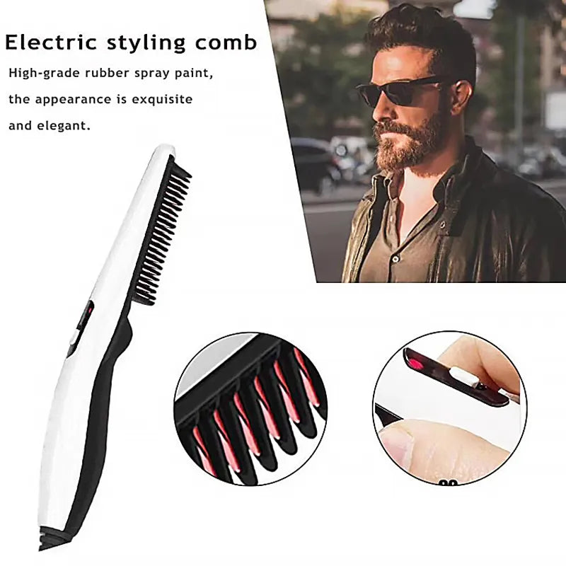 Rechargeable Hair Curler Beard Shawl Comb Multi functional Hair Straightener Comb Brush - Imported