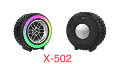 X-502 RGB Wheel-Shaped Wireless Speaker with Subwoofer Portable USB/BT Card Playback for Parties Computer Use