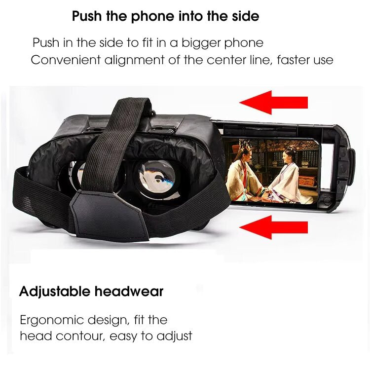 VR Box - 3D Virtual Reality Box with remote | Adjustable Head Strap 3D VR Headset For phone